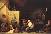 An Old Peasant Caresses a Kitchen Maid in a Stable